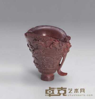 清 犀角螭龙杯 直径6.5cm；高6.5cm